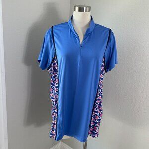 EP New York Womens Plus XXL Short Sleeve Blue Golf Polo Shirt Stretch Activewear